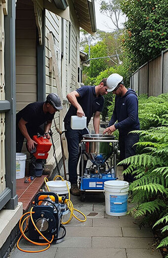 Plumbers Using Pump Sprayer